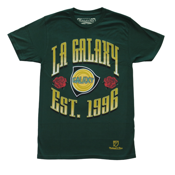 LA Galaxy 2023 Mitchell & Ness Retro Rose Green T-Shirt