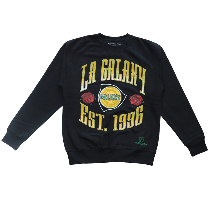 LA Galaxy 2023 Mitchell & Ness Retro Rose Black Crewneck