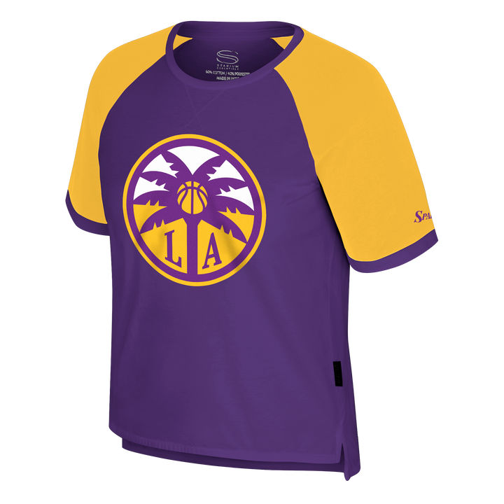 LA Sparks Stadium Essentials Purple and Gold Women's Run T-Shirt