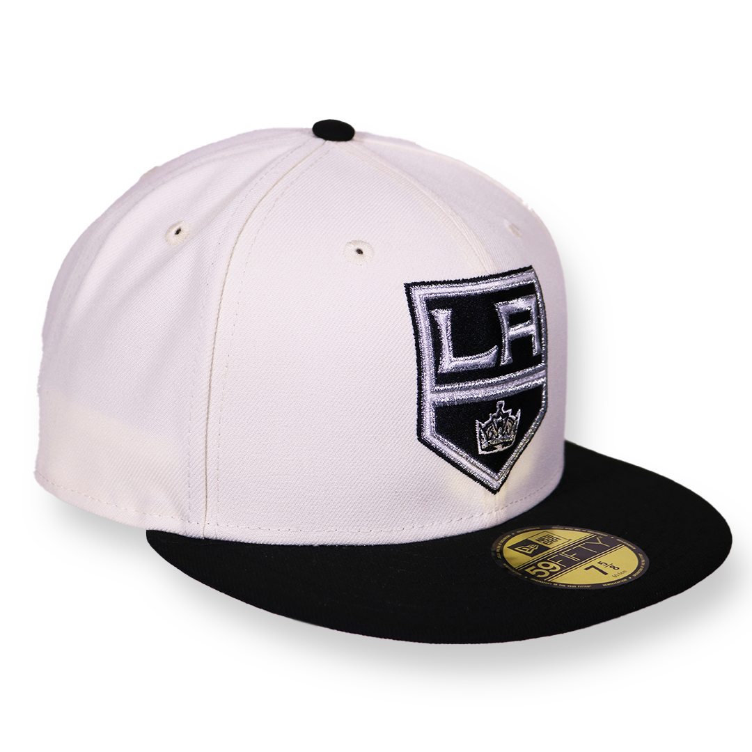 LA Kings New Era White Black Shield 59Fifty Fitted Hat