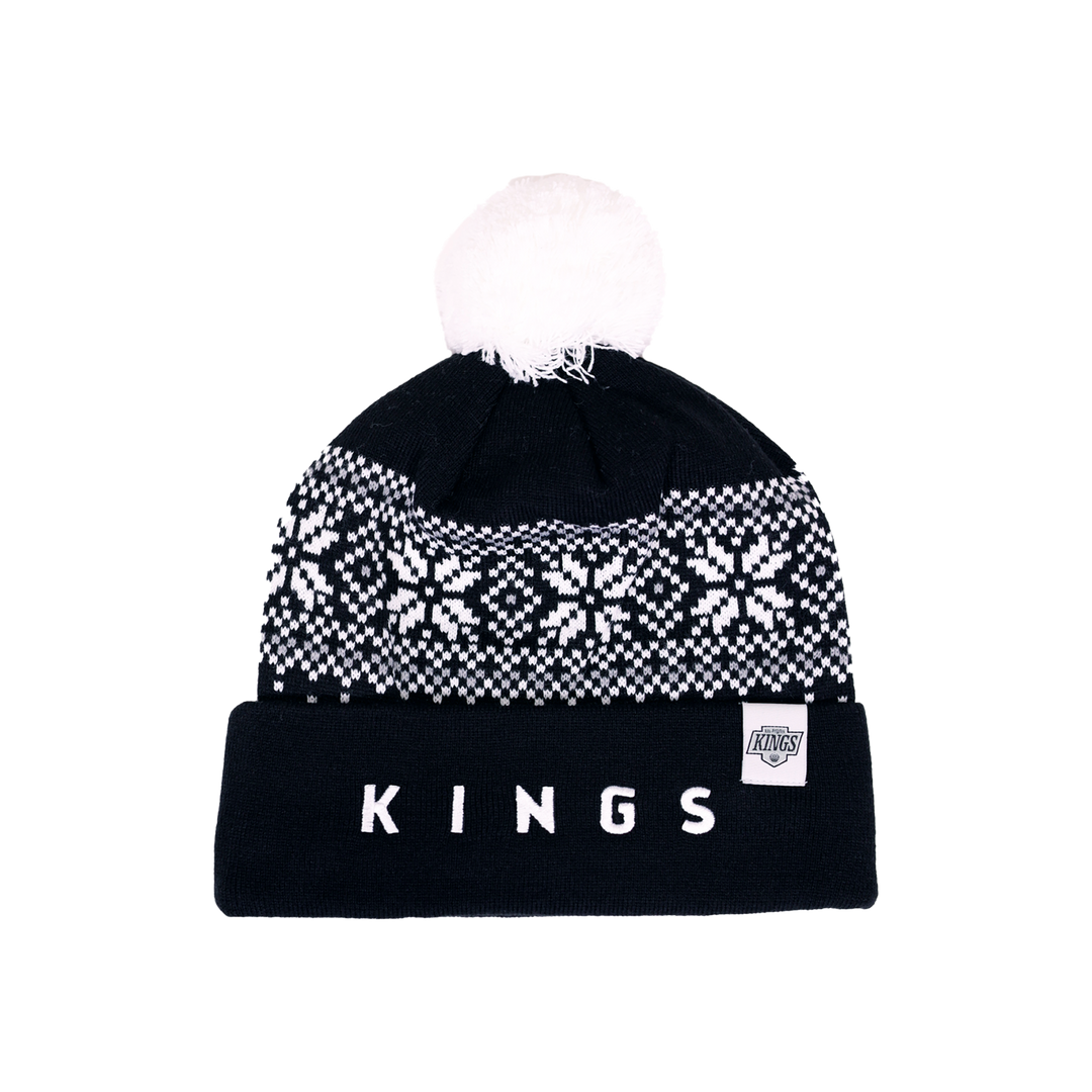 LA Kings CCM Wordmark Logo Pom Knit Beanie