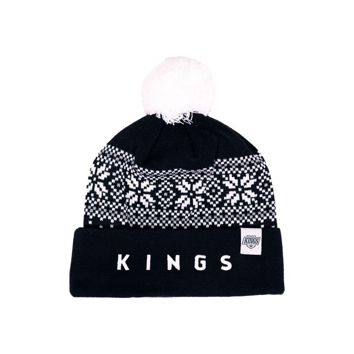 LA Kings CCM Wordmark Logo Pom Knit Beanie