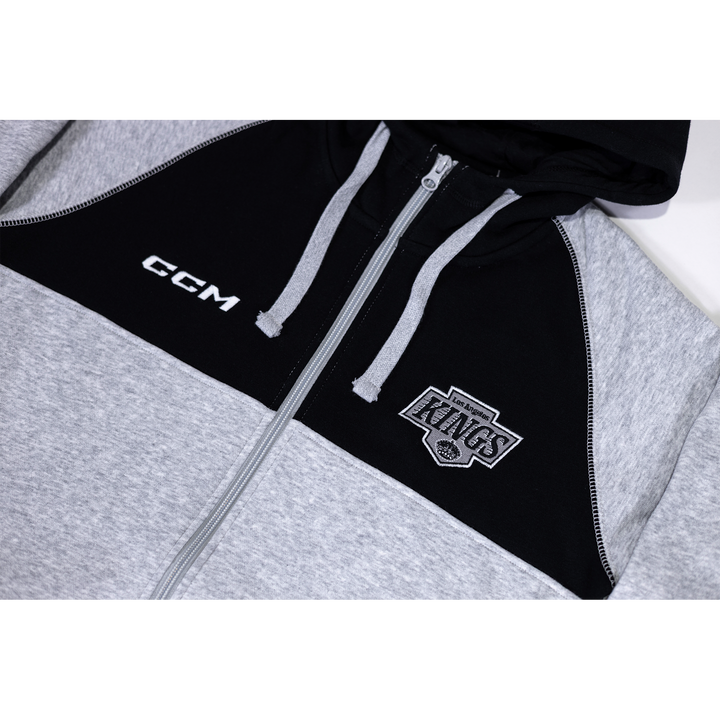 LA Kings CCM Grey Badge Logo Full Zip Hoodie