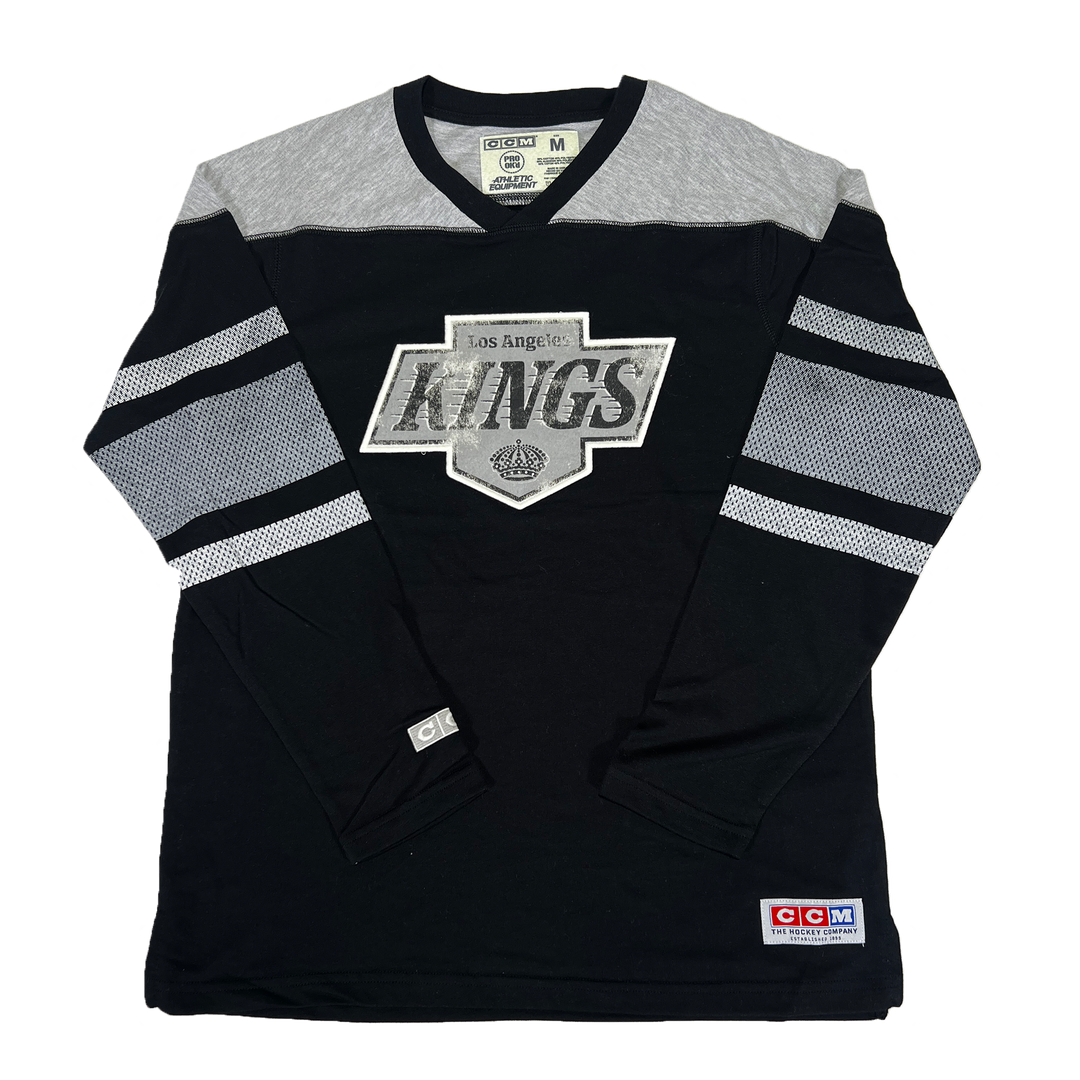 LA Kings CCM Black Grey Heritage Logo Long Sleeve Crewneck