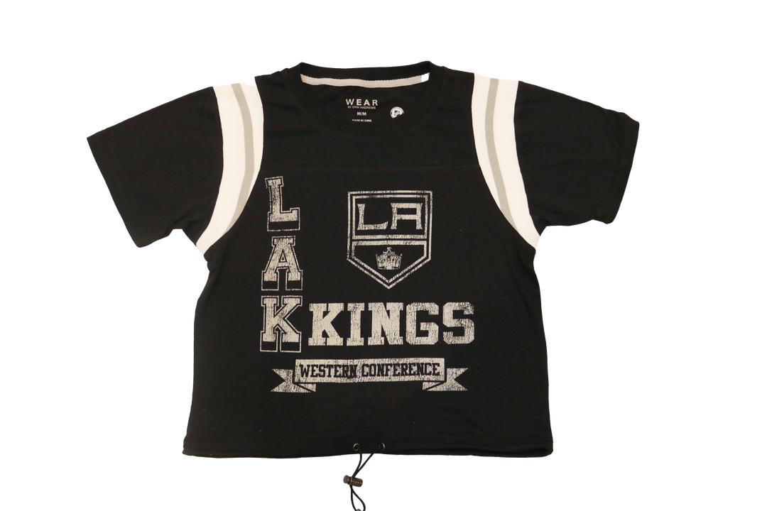 Kings wEAr by Erin Andrews Women Short Sleeve Cinched Color Block Top T-Shirt