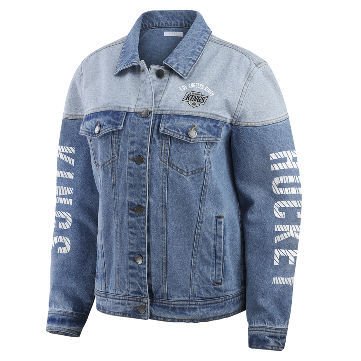 LA KINGS WEAR BY ERIN ANDREWS DENIM BUTTON DOWN JACKET