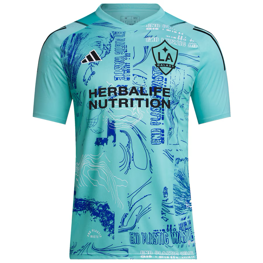 LA Galaxy 23 adidas Teal One Planet Jersey