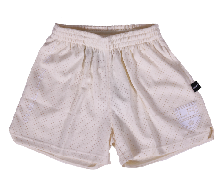 LA Kings Women's Mitchell & Ness Dune Jump Shot Shield Logo Cream Shorts