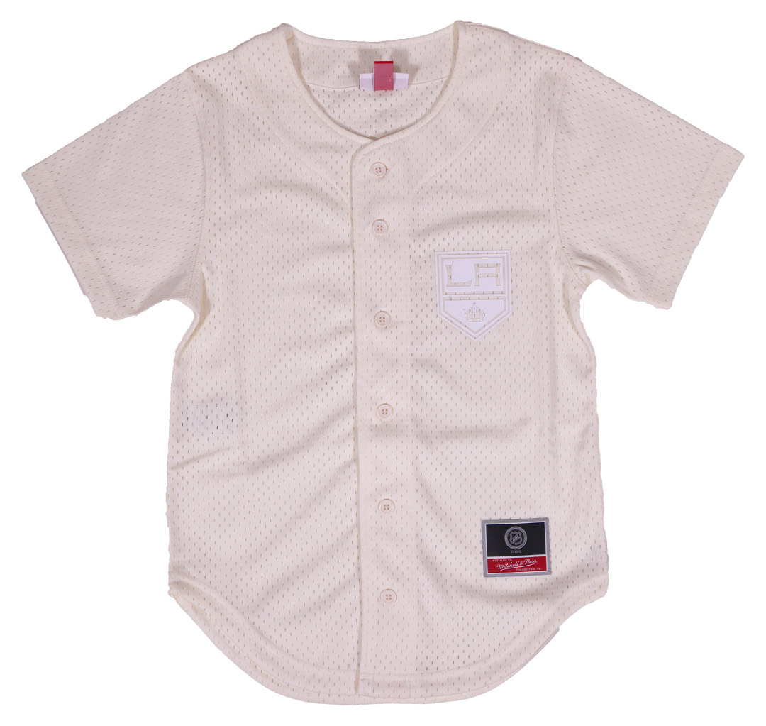 LA Kings Women's Mitchell & Ness Dune Shield Logo Cream Mesh Baseball Jersey