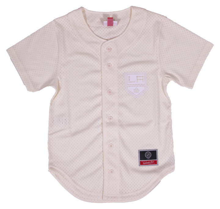 LA Kings Women's Mitchell & Ness Dune Shield Logo Cream Mesh Baseball Jersey