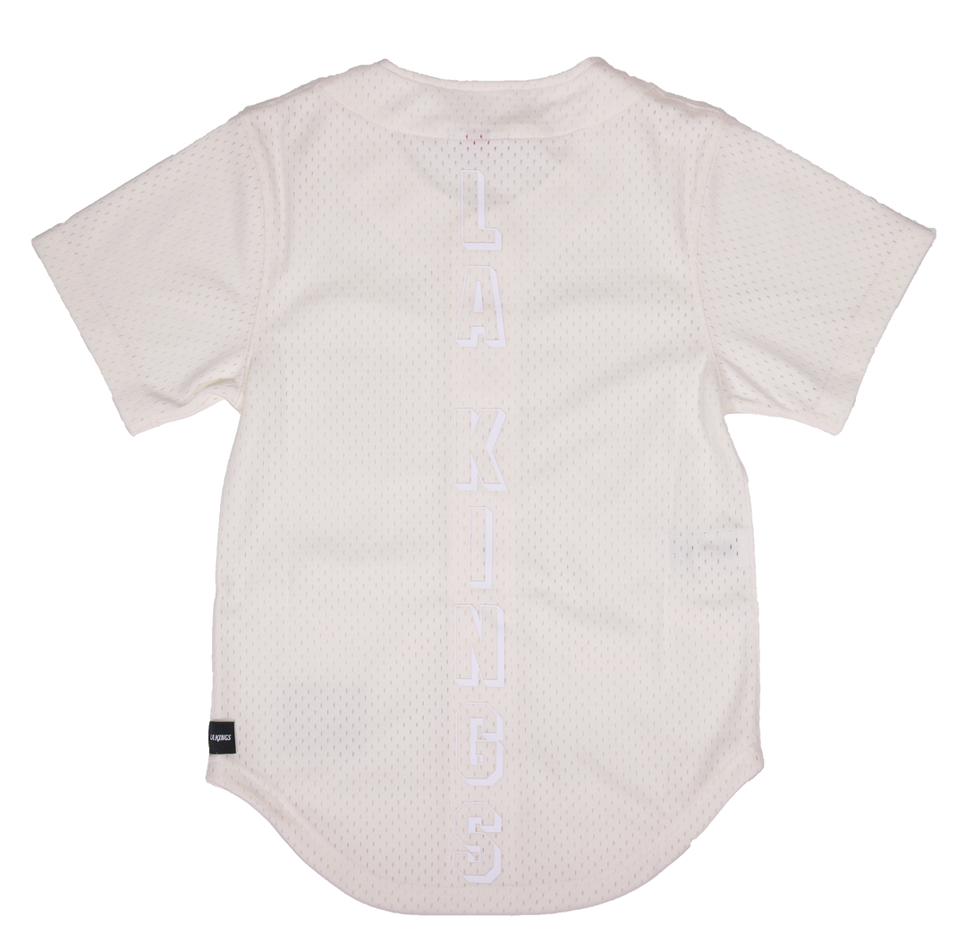LA Kings Women's Mitchell & Ness Dune Shield Logo Cream Mesh Baseball Jersey