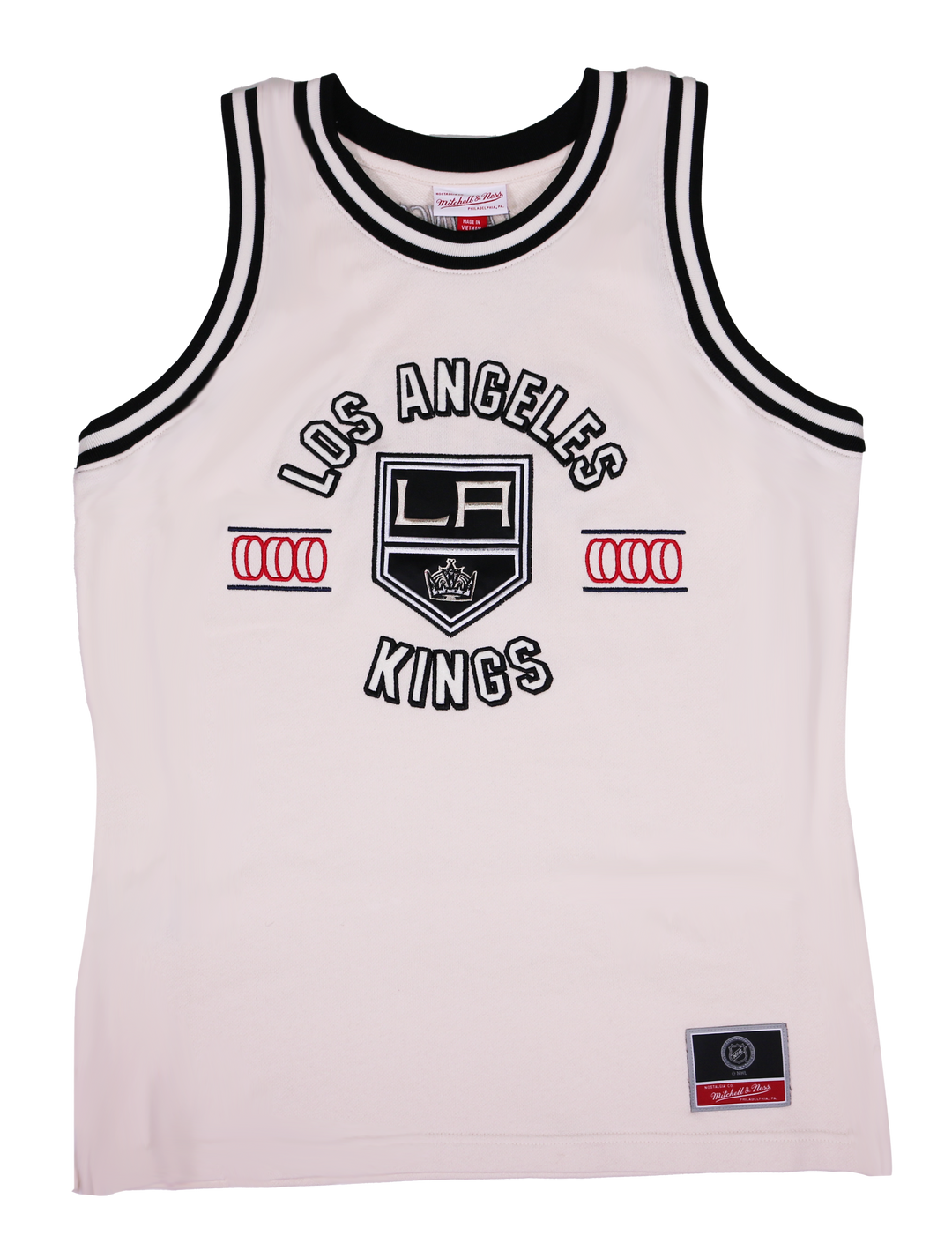 LA Kings Mitchell & Ness Dune Shield Logo Cream Basketball Jersey