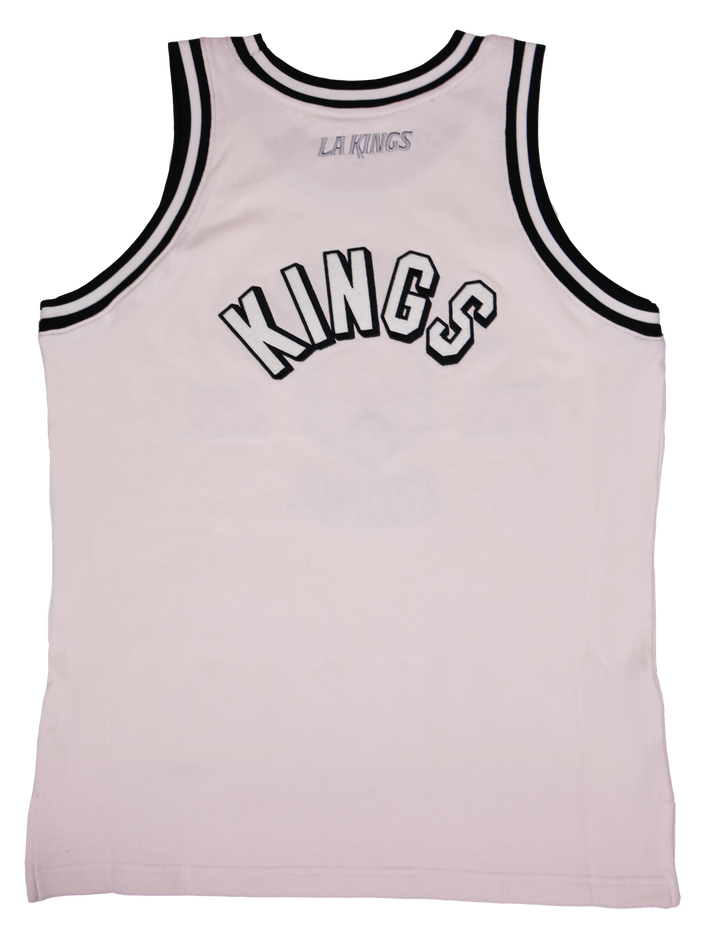 LA Kings Mitchell & Ness Dune Shield Logo Cream Basketball Jersey