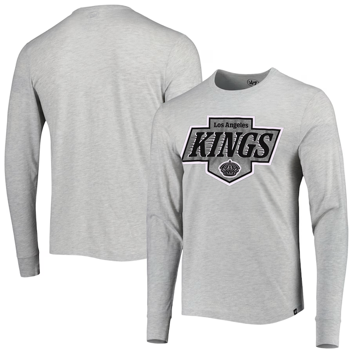 LA Kings '47 Primary Logo Franklin Gray Long Sleeve T-Shirt