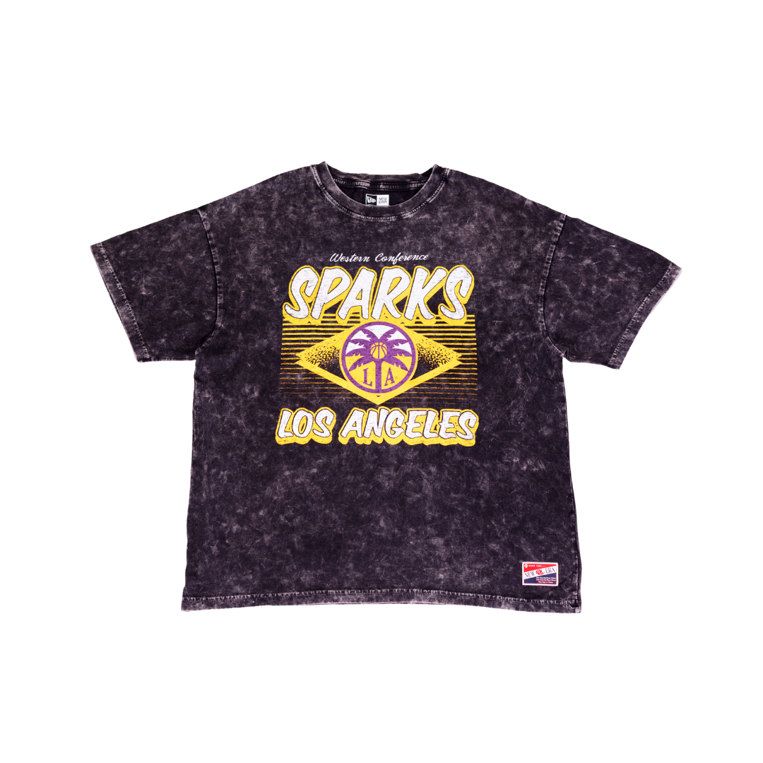 LA Sparks New Era Black Women's Acid Washed Oversize T-Shirt