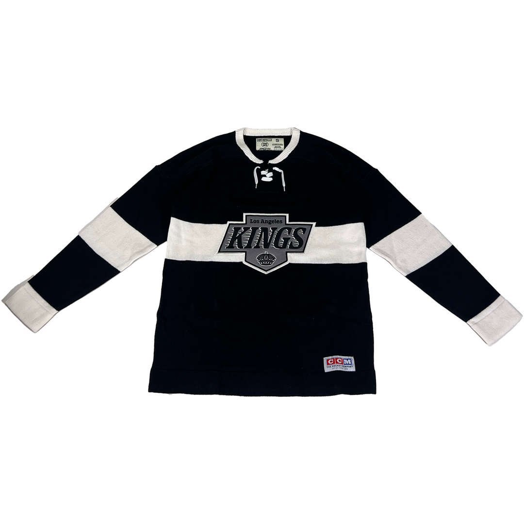 LA Kings CCM Black Grey Heritage Laced Sweater