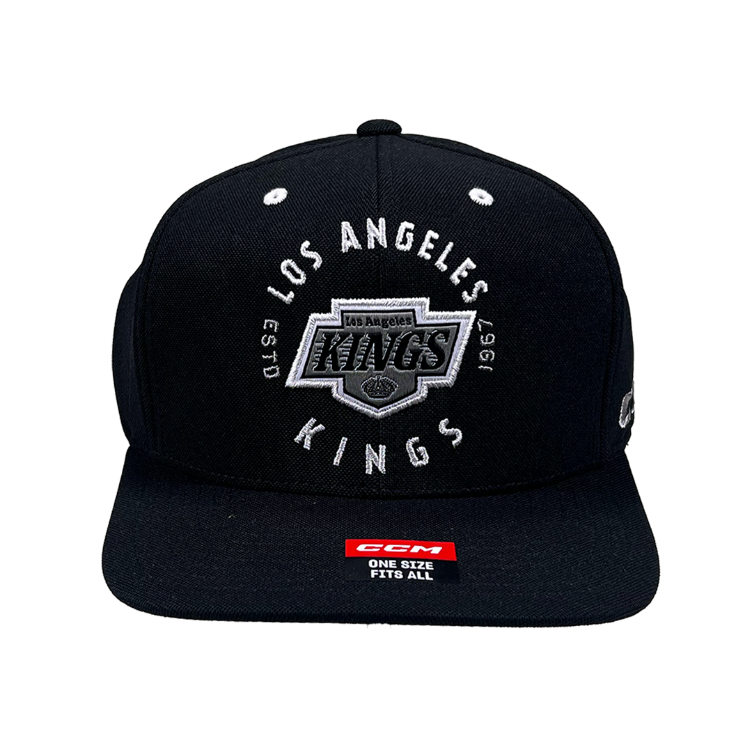 LA Kings CCM Shield Logo Black Flat Brim Snapback Hat