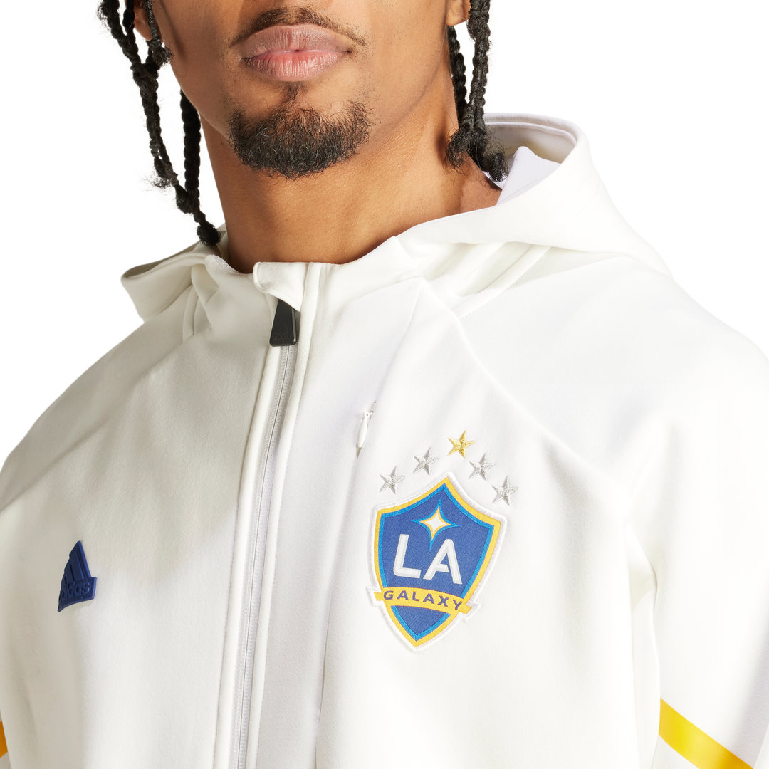 LA Galaxy 2024 adidas Angeleno Anthem White Full-Zip Jacket