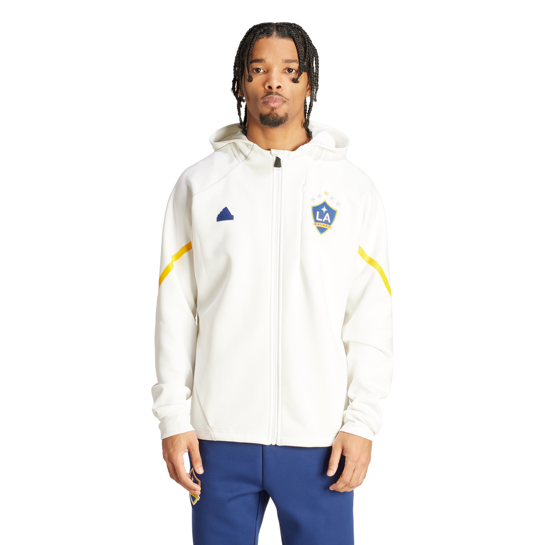 LA Galaxy 2024 adidas Angeleno Anthem White Full-Zip Jacket
