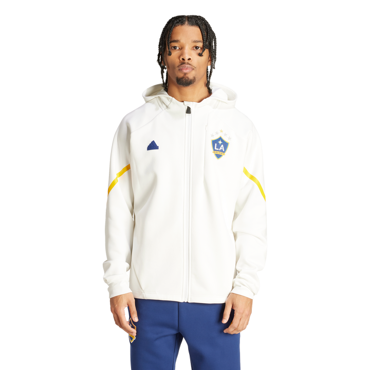 LA Galaxy 2024 adidas Angeleno Anthem White Full-Zip Jacket