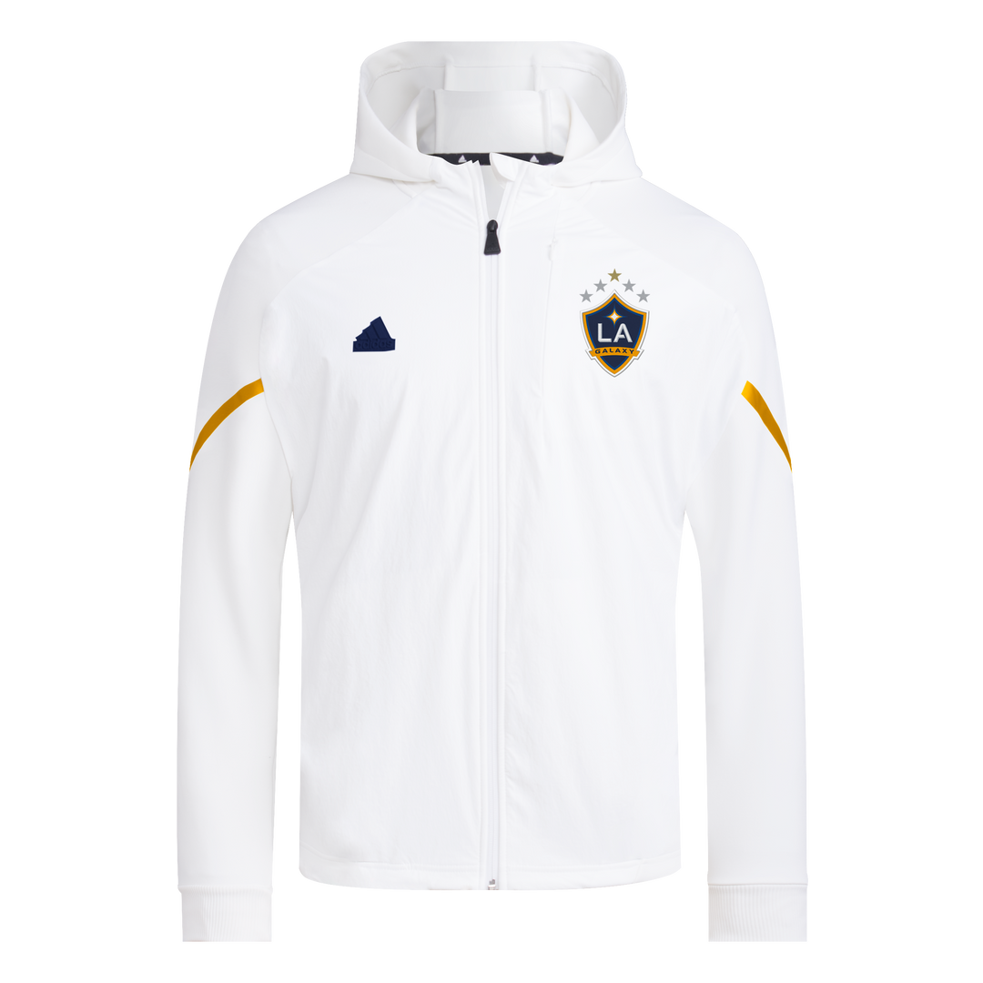 LA Galaxy 2024 adidas Angeleno Anthem White Full-Zip Jacket