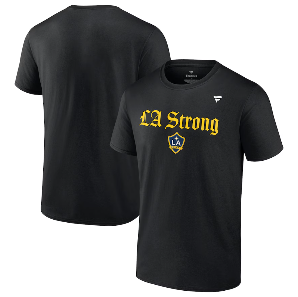 LA GALAXY 2025 FANATICS LA STRONG BLACK T-SHIRT