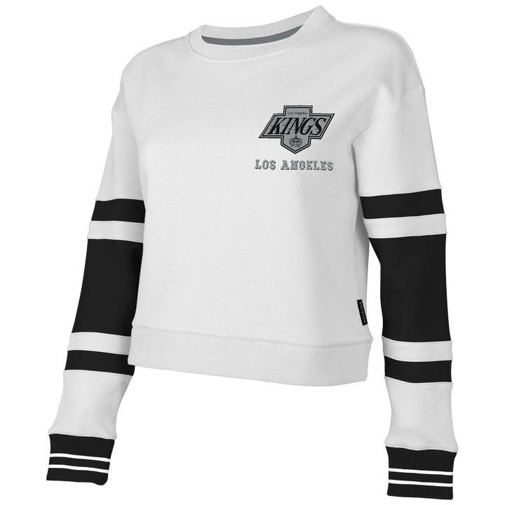 LA Kings Women Stadium Essentials NHL Scrimmage White Cropped Long Sleeve Shirt