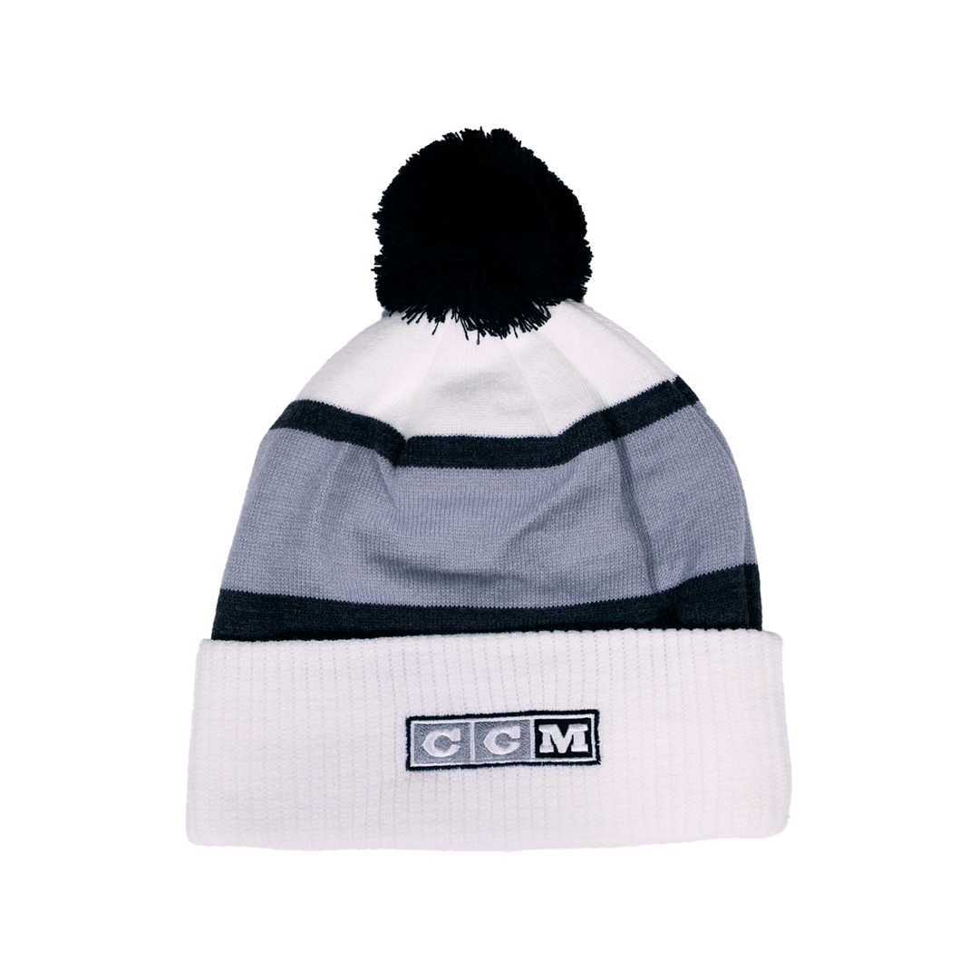 LA Kings CCM Chevy Logo White Knit Pom Beanie