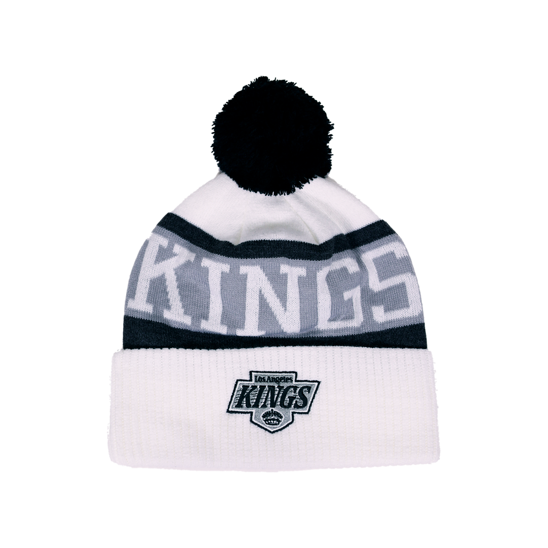 LA Kings CCM Chevy Logo White Knit Pom Beanie