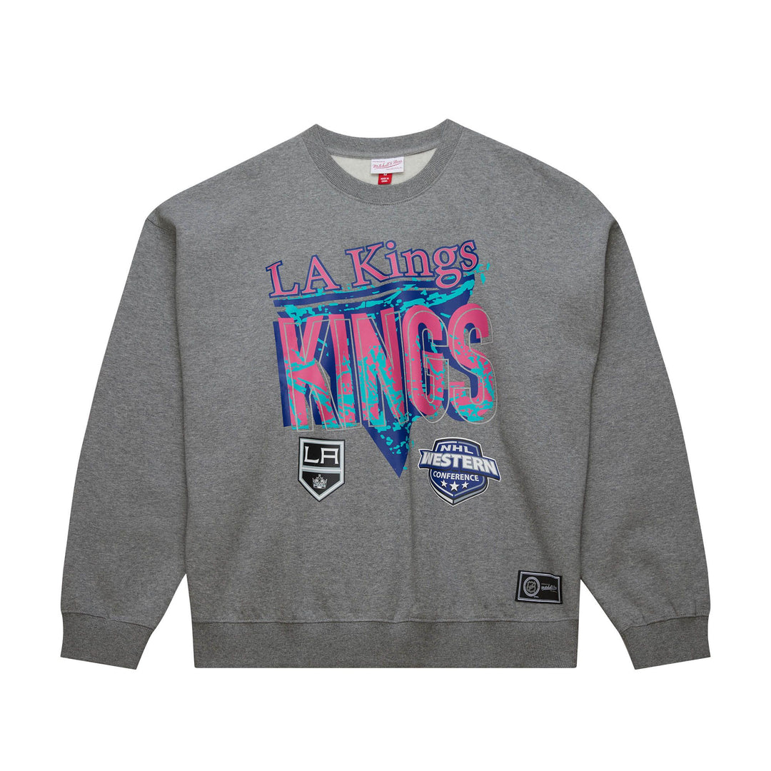 LA Kings Mitchell & Ness 90s Reflective Heather Grey Crewneck Sweatshirt