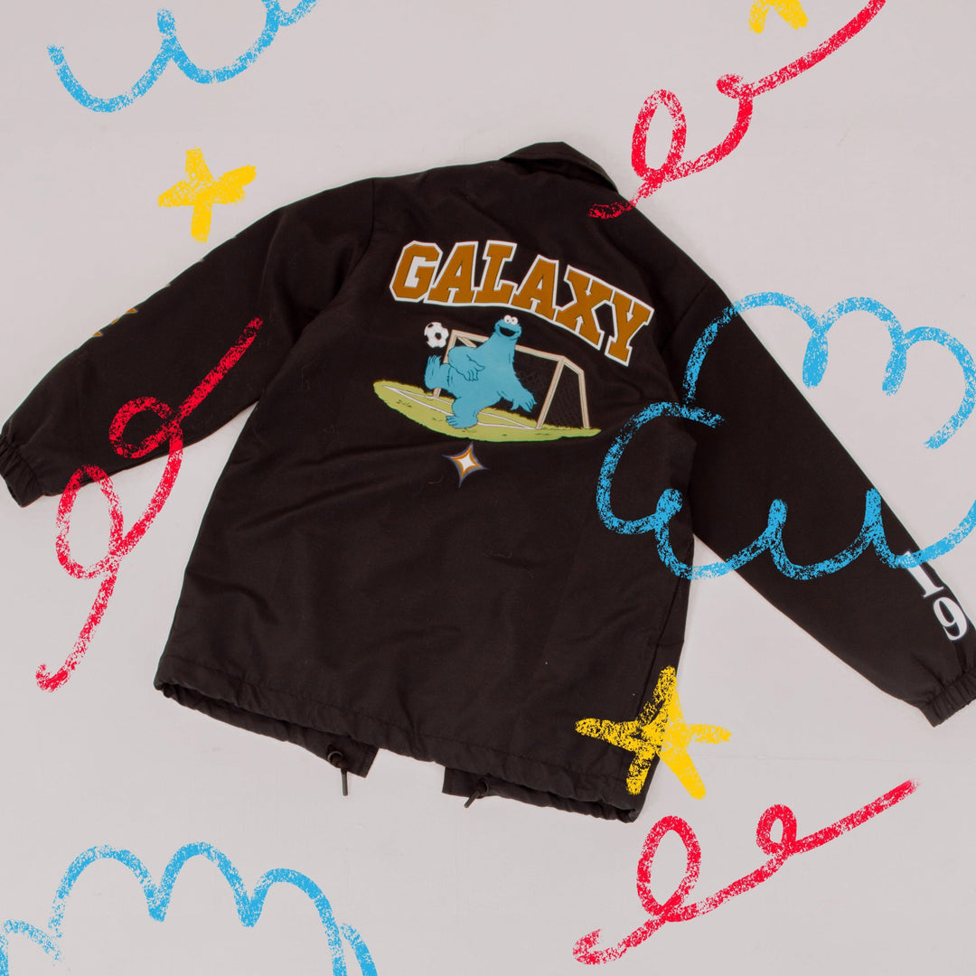 LA GALAXY x Sesame Street Unisex Peace Collective Coach Jacket- Black