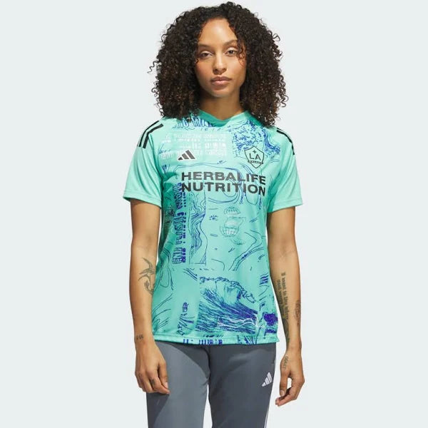 LA Galaxy Women's 23 adidas Teal One Planet Jersey