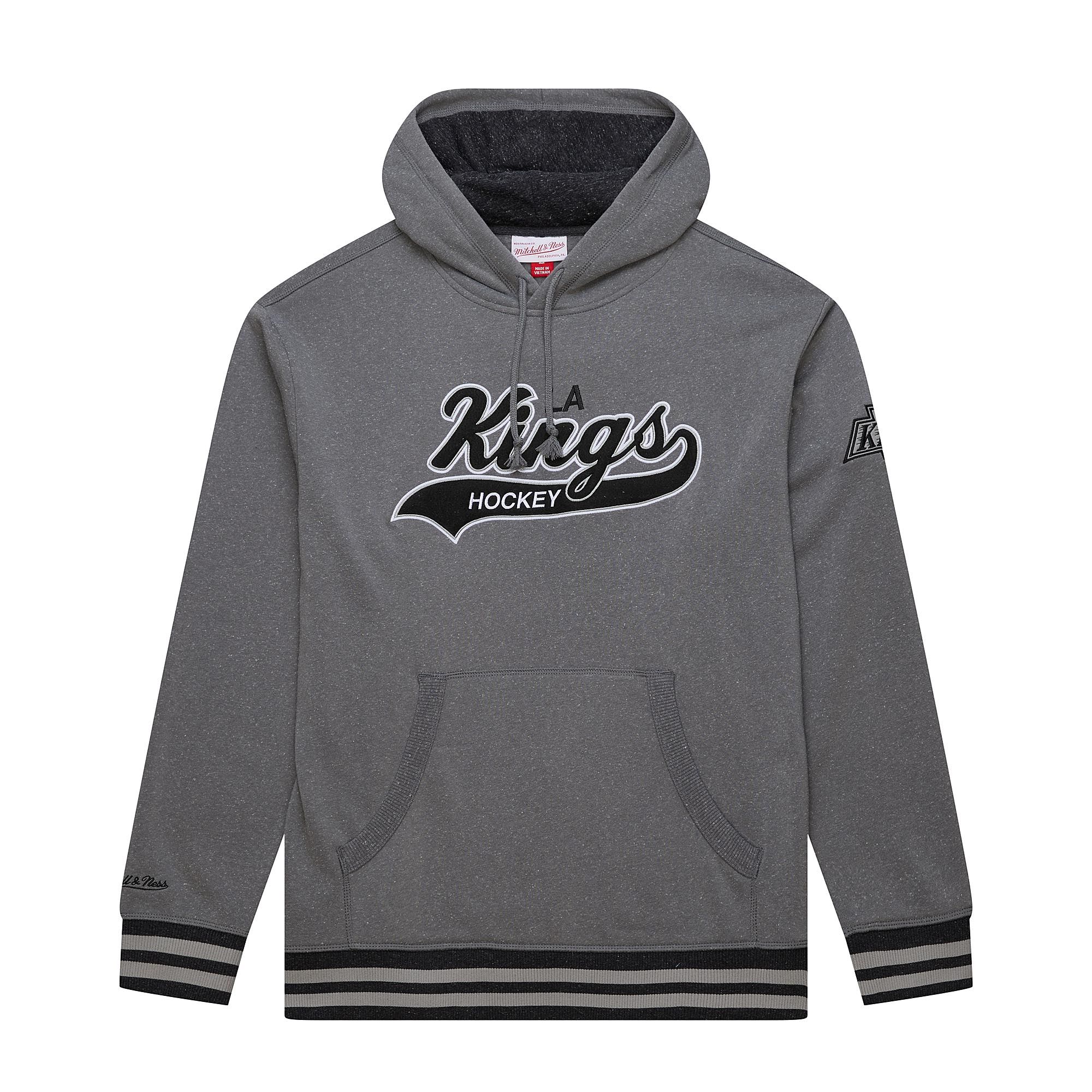 Kings Mitchell & Ness NHL Snow Washed Vintage Logo Gray Hoodie
