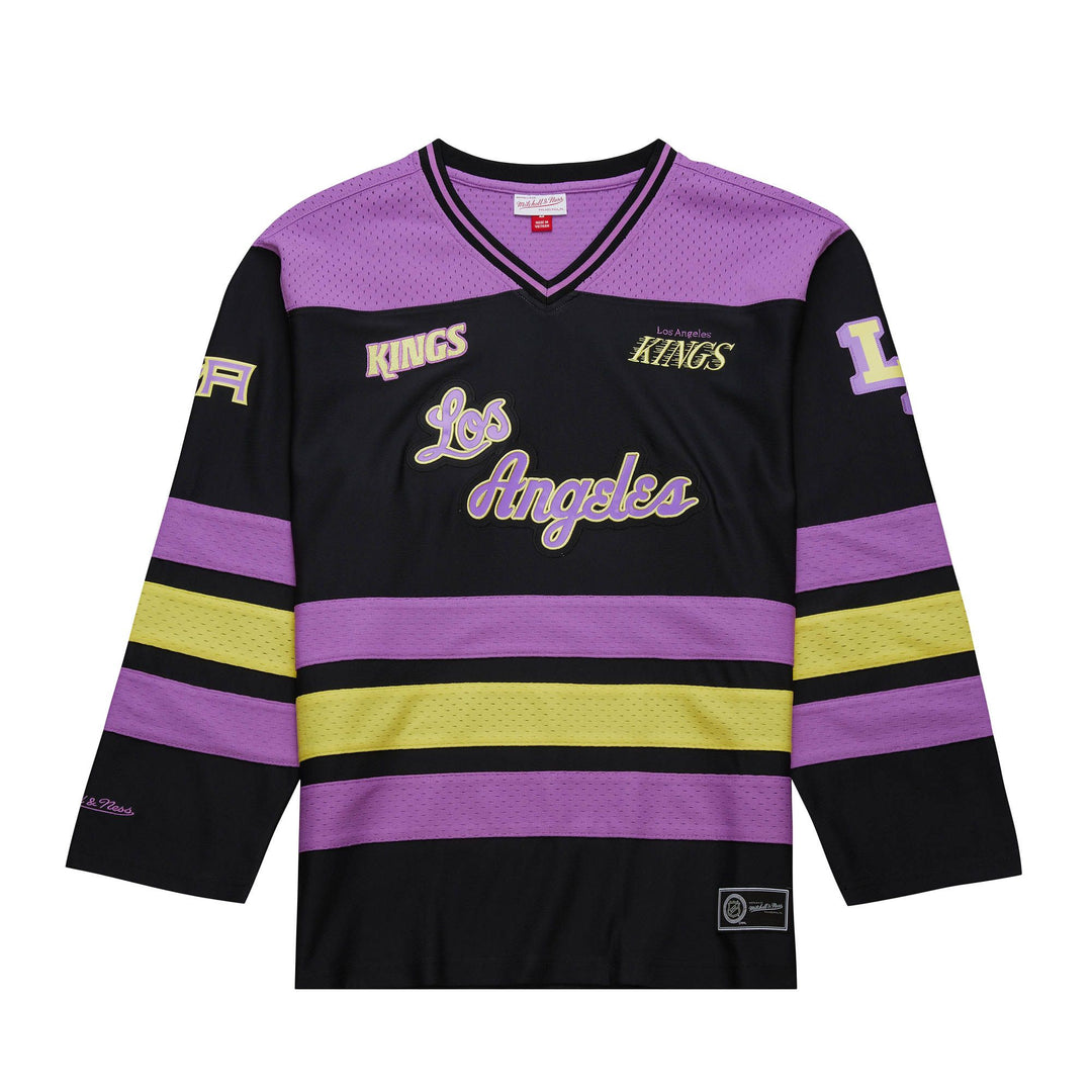 LA Kings Mitchell & Ness Stateside Pastel V-Neck Long Sleeve Jersey