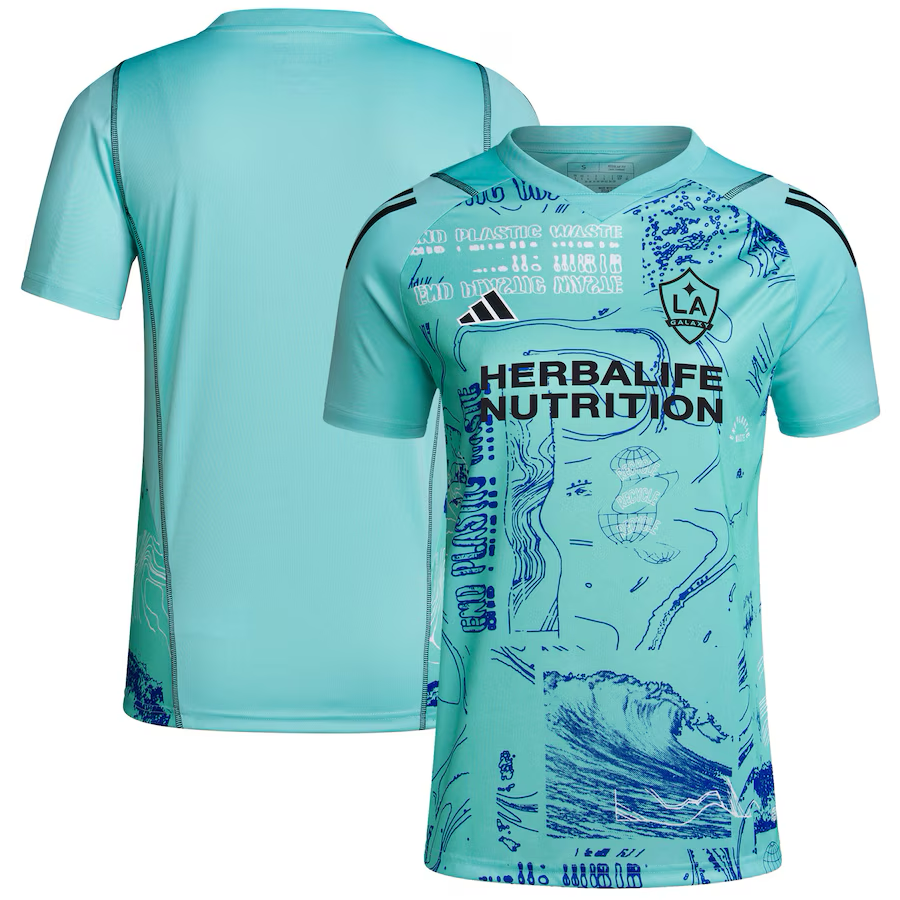 LA Galaxy Women's 23 adidas Teal One Planet Jersey