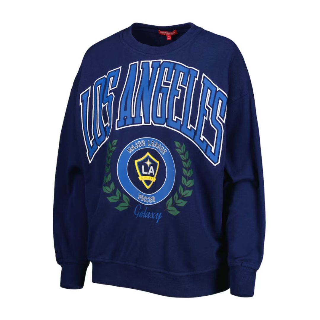 LA Galaxy 2023 Women's Mitchell & Ness Logo Navy Crewneck