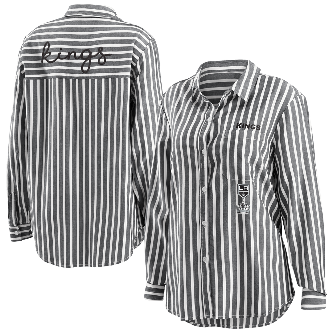 LA Kings WEAR by Erin Andrews Women's Button Down Script Tee