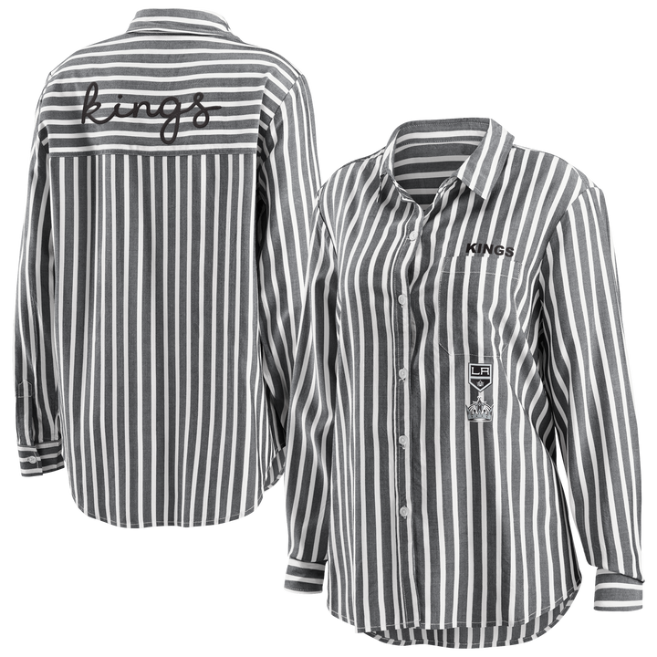 LA Kings WEAR by Erin Andrews Women's Button Down Script Tee