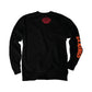 LA Kings 2024 Dia de Muertos Long Sleeve Tee. Black long sleeve shirt with LA KINGS written on the right long sleeve and a red kings crown right below the neck line on the back of the shirt