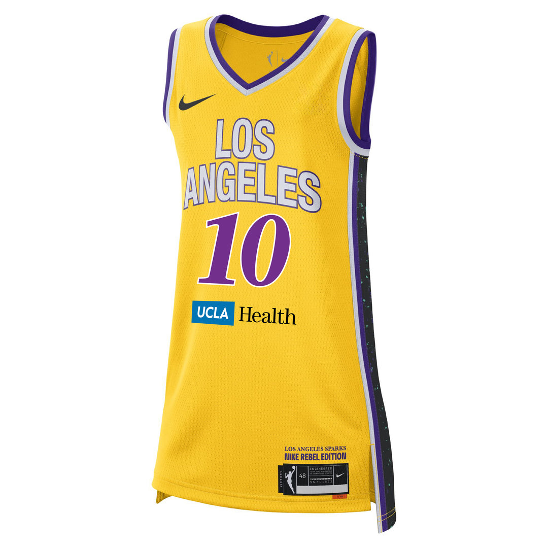 LA SPARKS KELSEY PLUM NIKE GOLD REBEL EDITION JERSEY