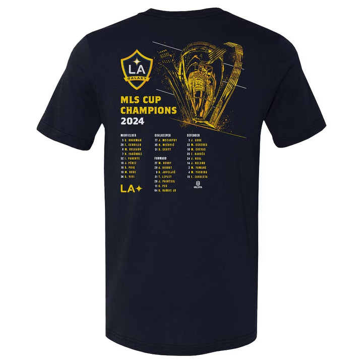 LA GALAXY 2024 500 LEVEL MLS CUP CHAMPIONS ROSTER NAVY T-SHIRT