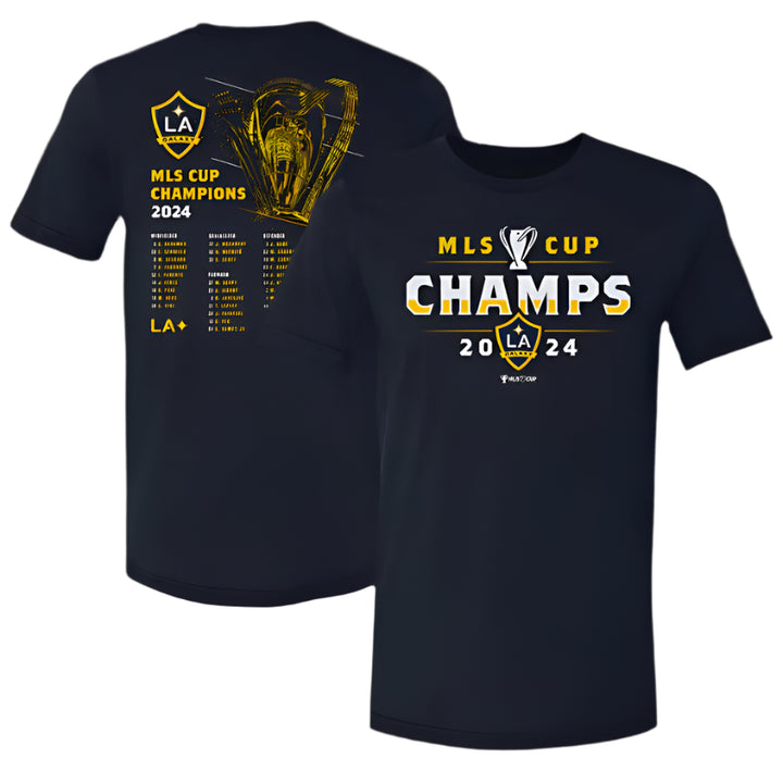 LA GALAXY 2024 500 LEVEL MLS CUP CHAMPIONS ROSTER NAVY T-SHIRT