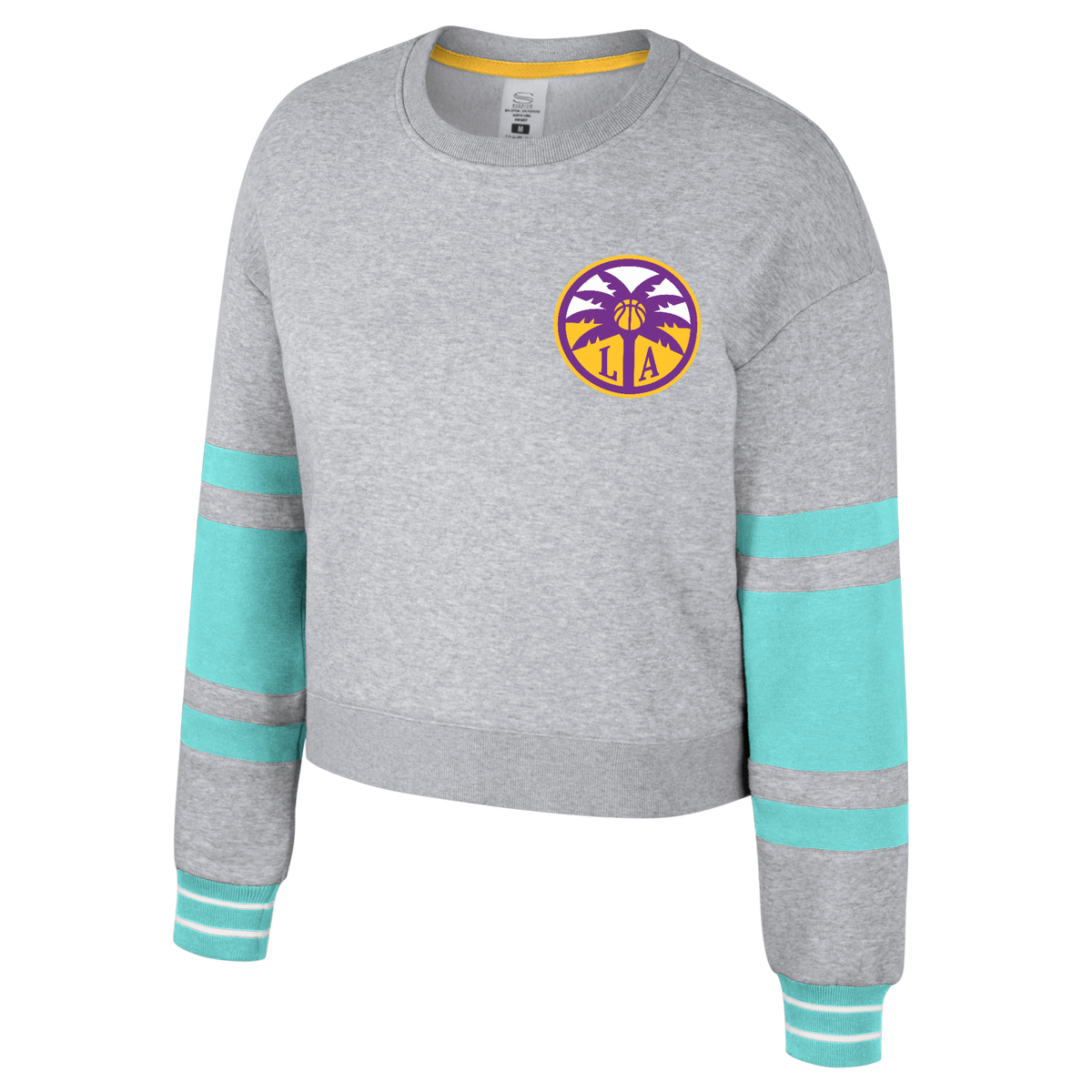 LA Sparks Stadium Essentials Grey and Teal Women's Scrimmage Crop Crewneck