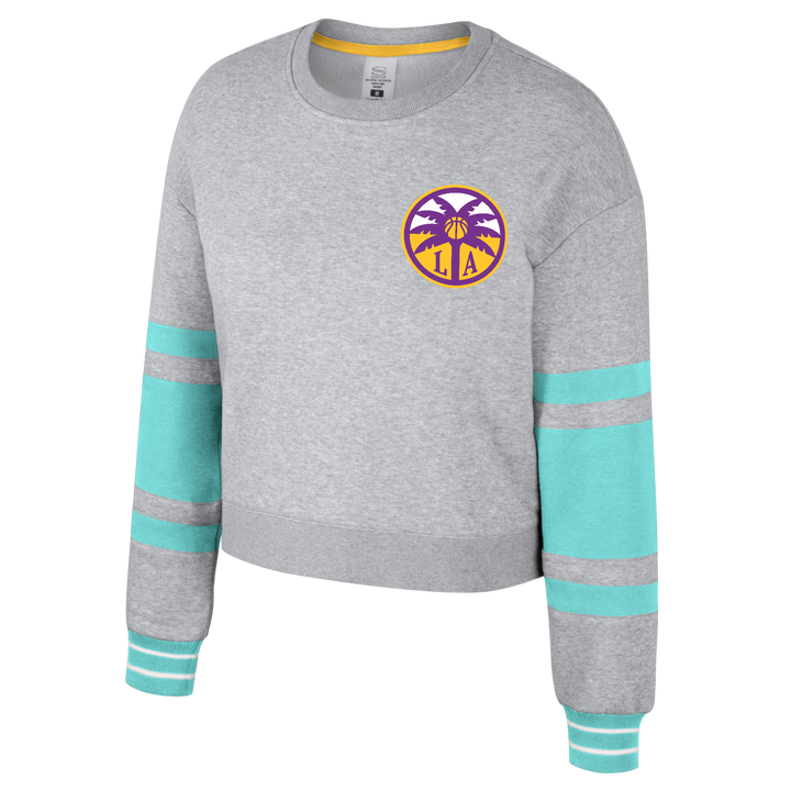 LA Sparks Stadium Essentials Grey and Teal Women's Scrimmage Crop Crewneck