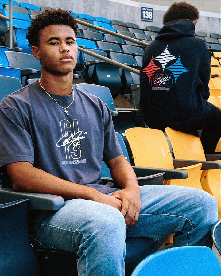 LA Galaxy Men's Cobi Carving A Legend Short Sleeve Navy Tee