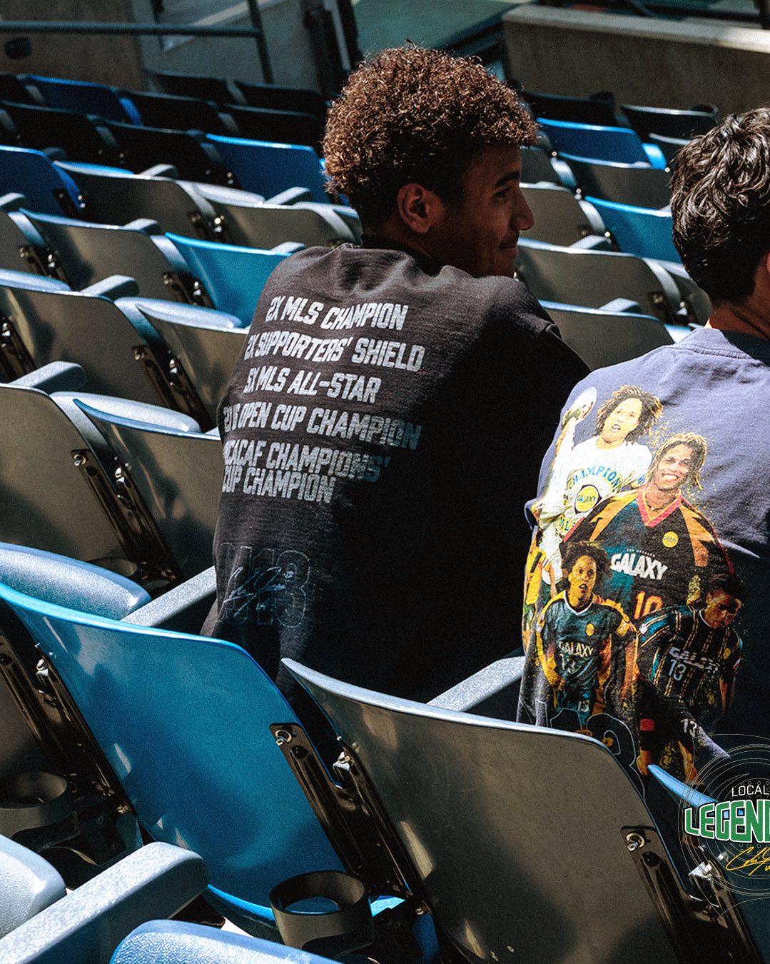 LA Galaxy Men's Cobi Carving A Legend Short Sleeve Navy Tee