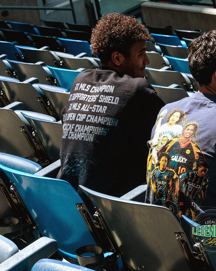 LA Galaxy Men's Cobi Carving A Legend Short Sleeve Navy Tee