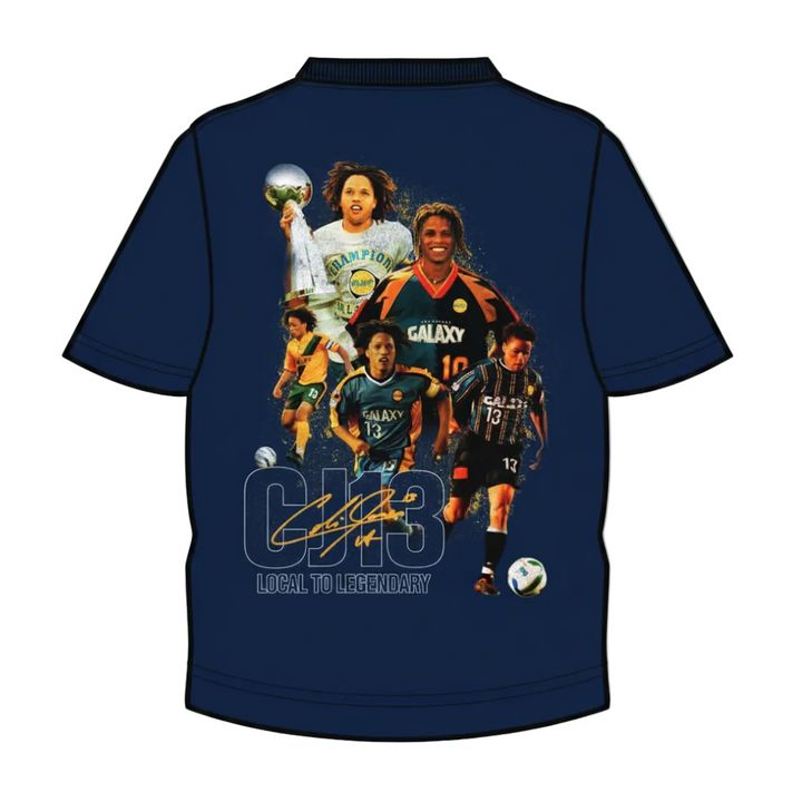 LA Galaxy Men's Cobi Carving A Legend Short Sleeve Navy Tee