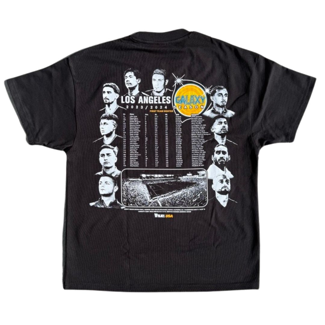 LA GALAXY 2024 FHUE ROSTER BLACK T-SHIRT