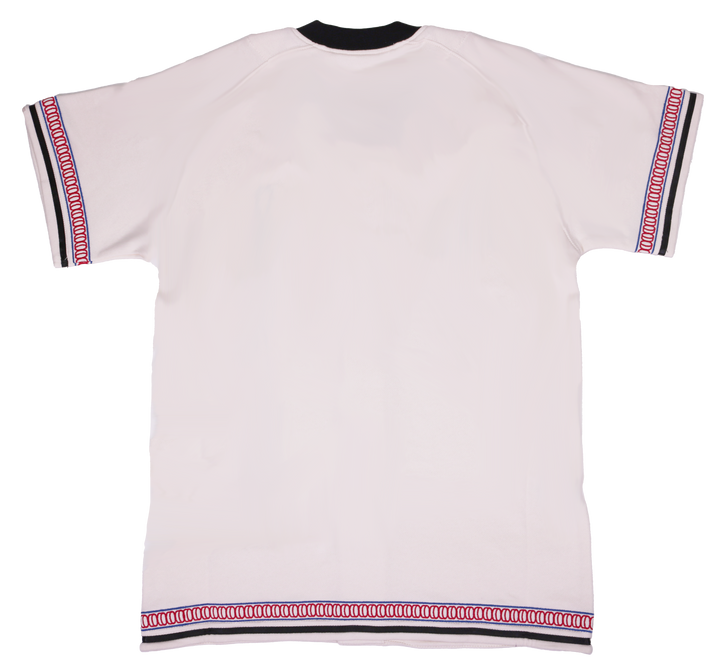 LA Kings Mitchell & Ness Dune Shield Logo Cream Button Warm-Up T-Shirt